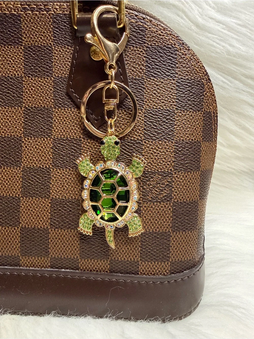 Green Crystal Turtle Keychain bag Charm